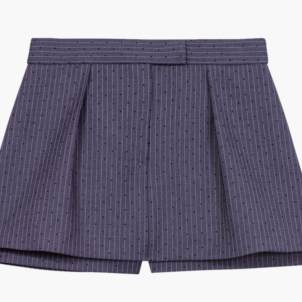 Maje Pinstripe Skort with Crystals